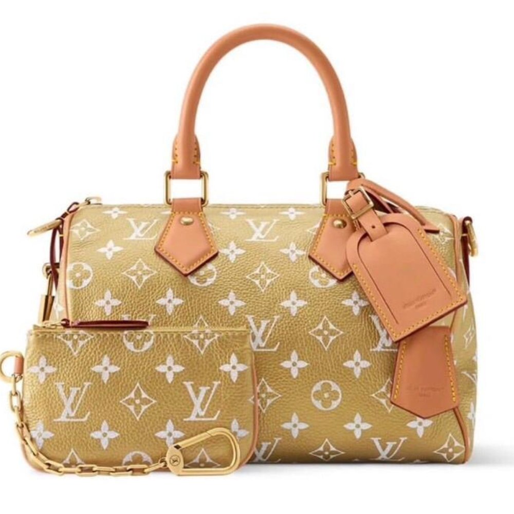 [S*per Vip 1:1] L0vis Vvtt0n Speedy P9 Bandoulière 25 Gold Kinsugi 25Cm M26305