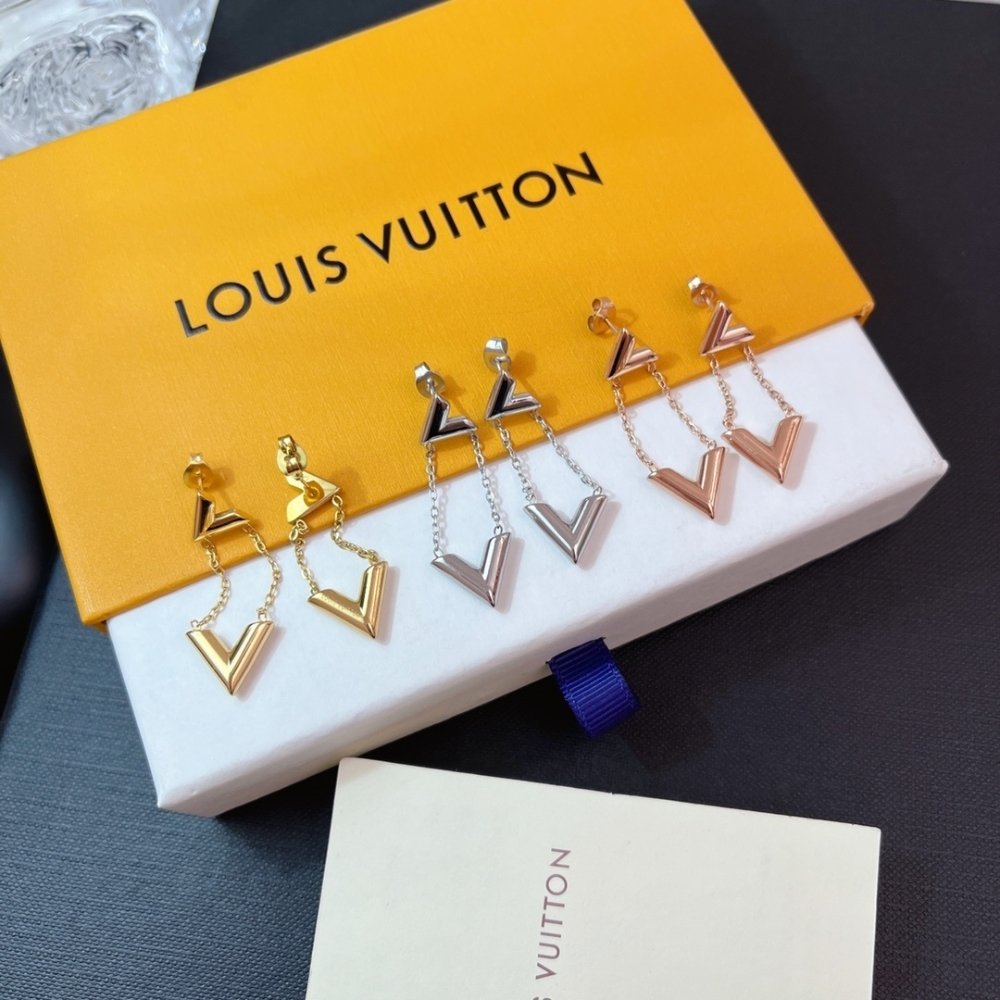 L0vis Vvtt0n Lv Volt Upside Down Earrings Pink Gold