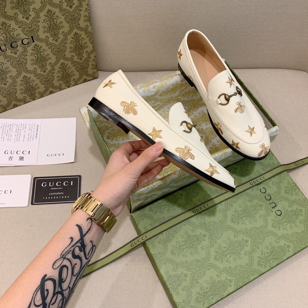 Gvc*1 Jordaan Embroidered Leather Loafer White 505281 D3V00 9022