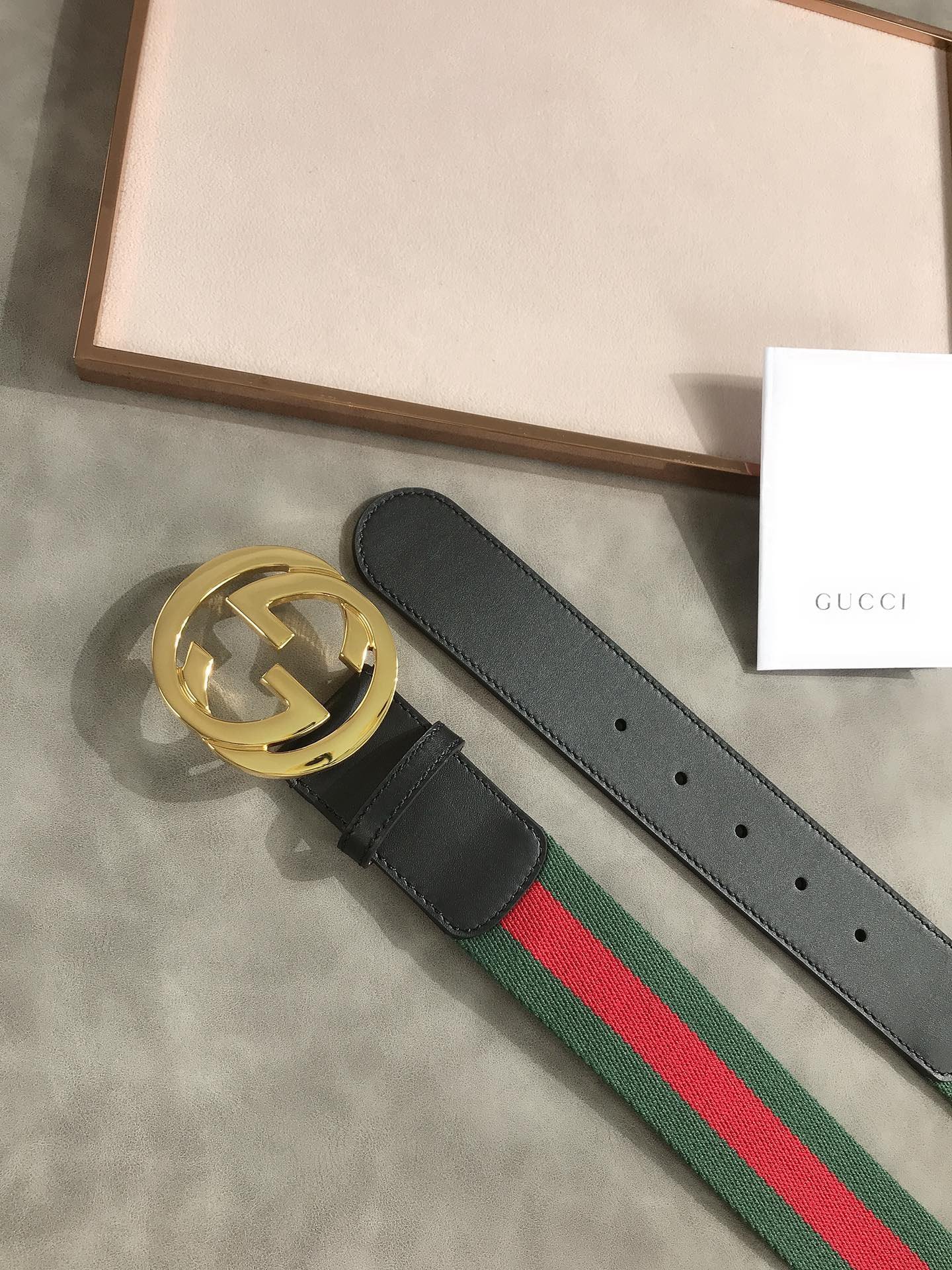 Gvc*1 Web Belt With G Buckle Green 4Cm