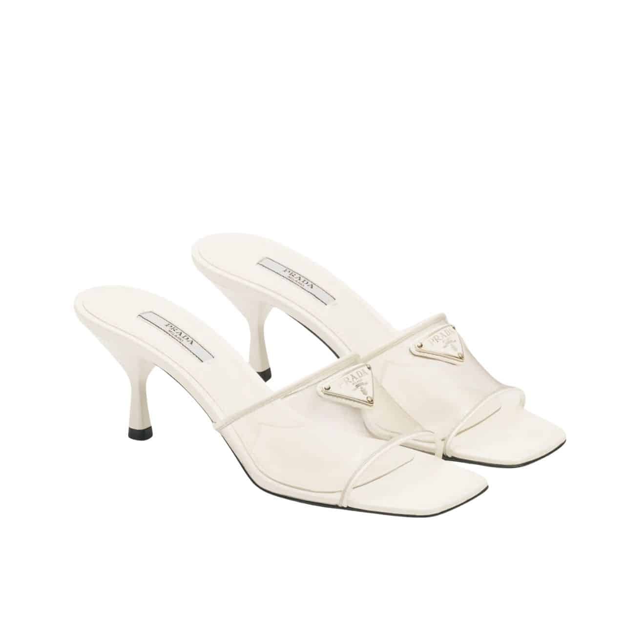 Pra*a Plexiglas And Patent Leather Sandals Cream 1Xx644 3N09 F0009 F 065