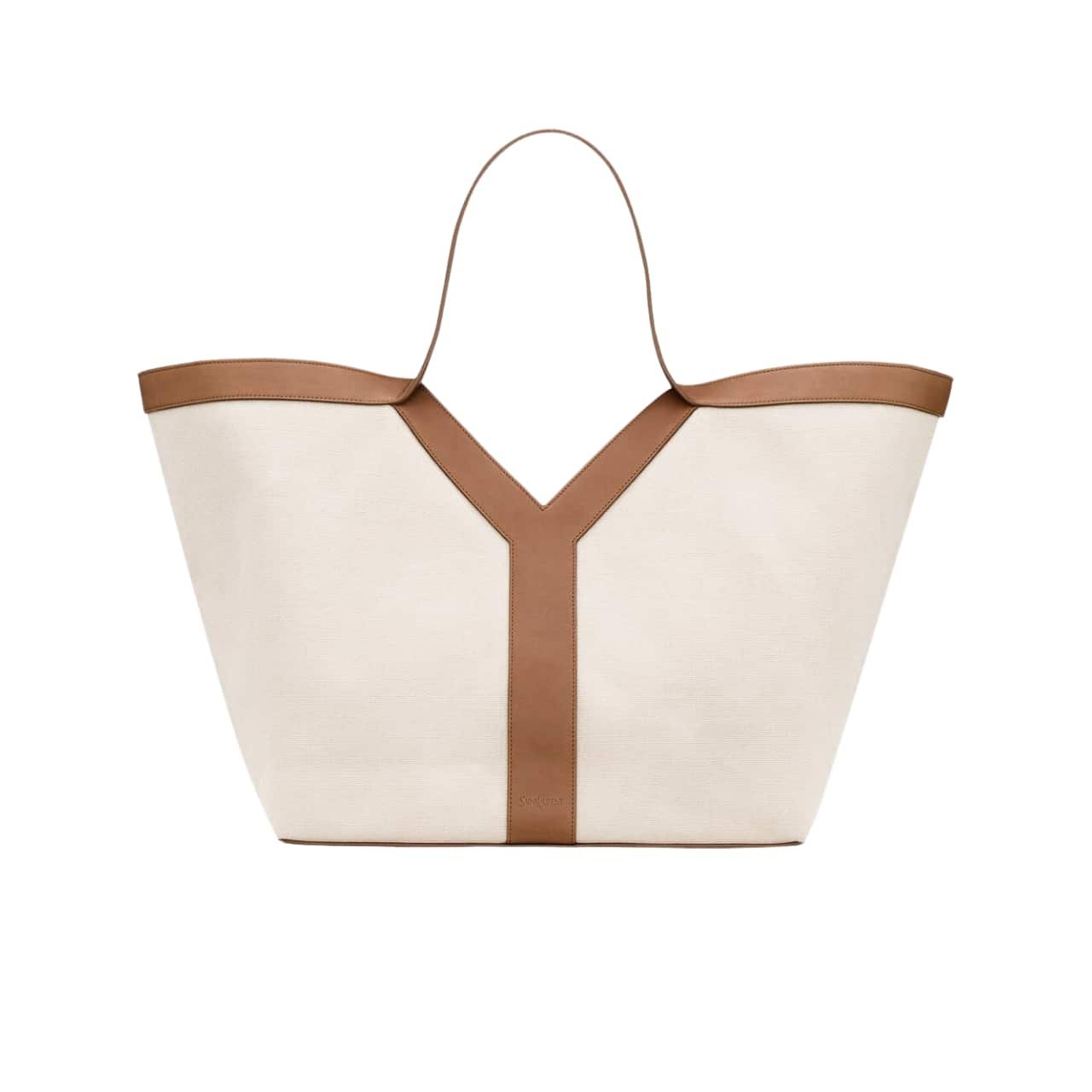 Sa1nt Lau*nt Y Tote In Canvas And Leather Bag Beige 37Cm 817602Fac7T9856