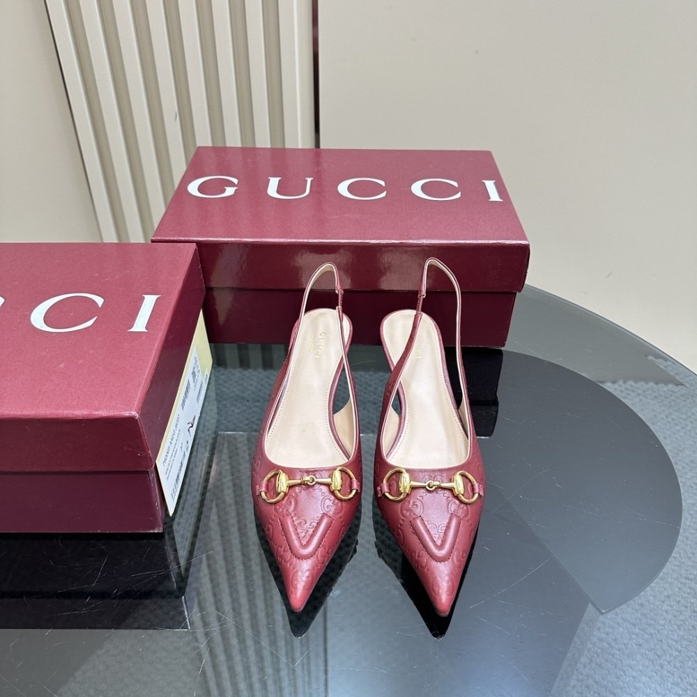 Gvc*1 Women’s Horsebit Slingback Pump Gg Leather Rosso Ancora Red ‎782407 Aaegj 6207