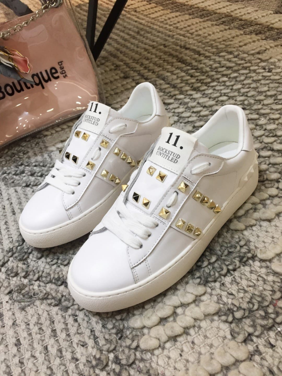 Va1e*ntin0 Calfskin Rockstud Untitled Sneaker Ys0931Bhs 0Bo