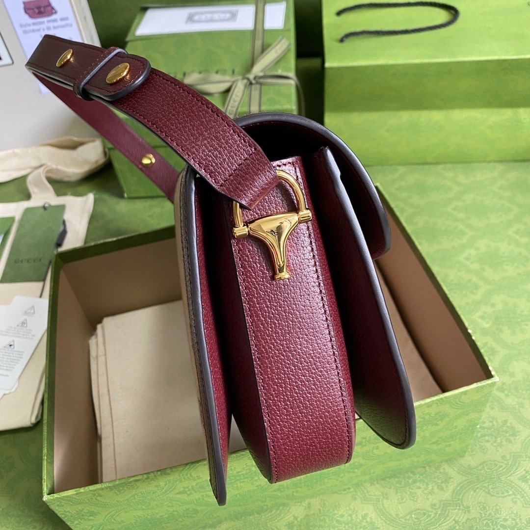 Gvc*1 Horsebit 1955 Original Gg Shoulder Bag Burgundy 25Cm 602204 9Y9Ng 9865