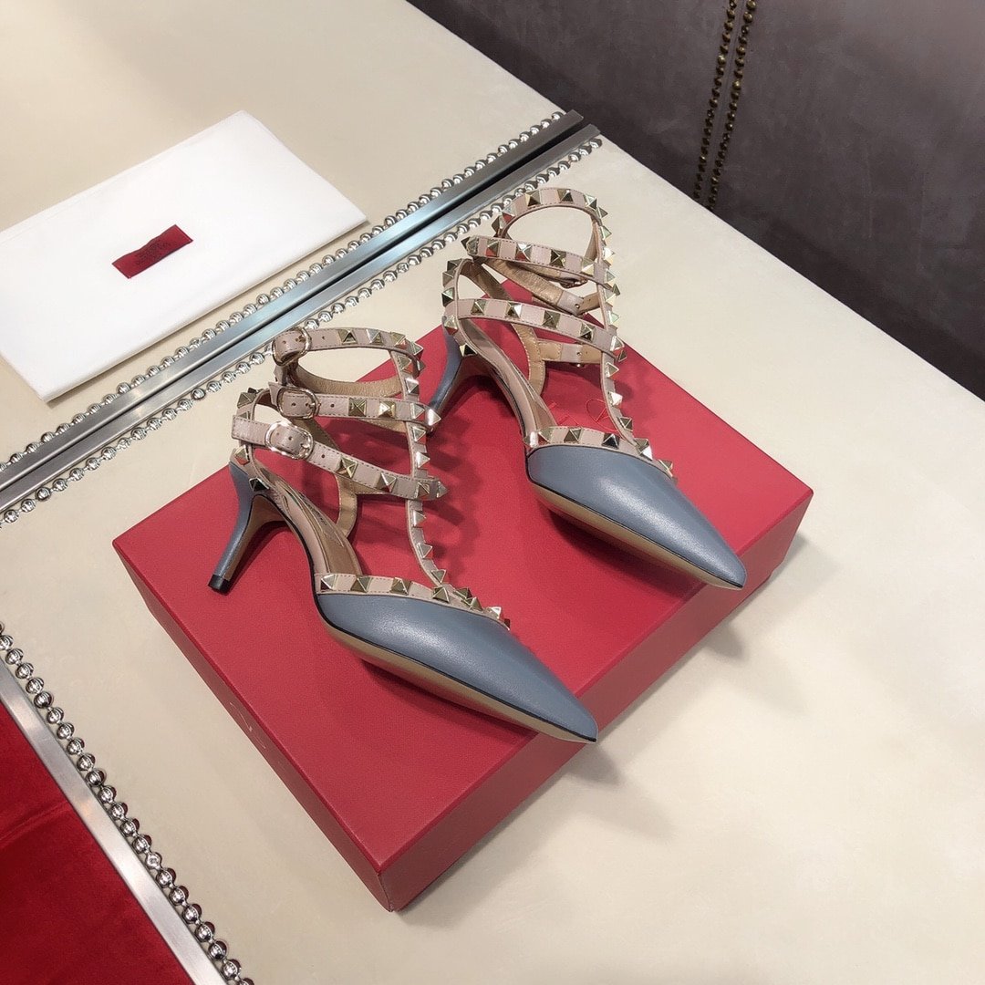 Va1e*ntin0 Rockstud Caged Blue Pump 65Mm Ww2S0375 Vodlq7