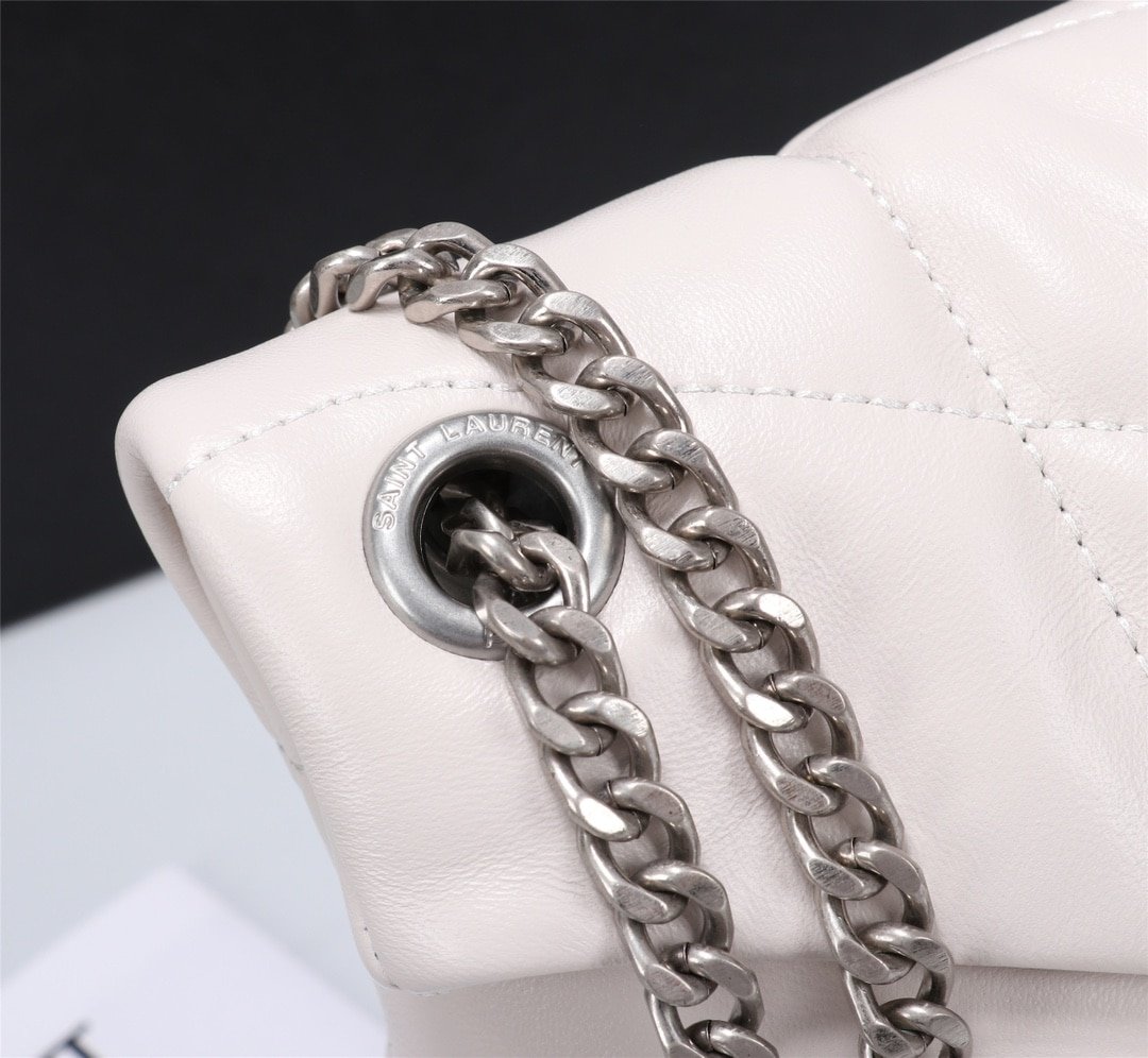 Sa1nt Lau*nt Loulou Small Chain Bag In Matelassé Y White Silver 29Cm 494699Dv7269207