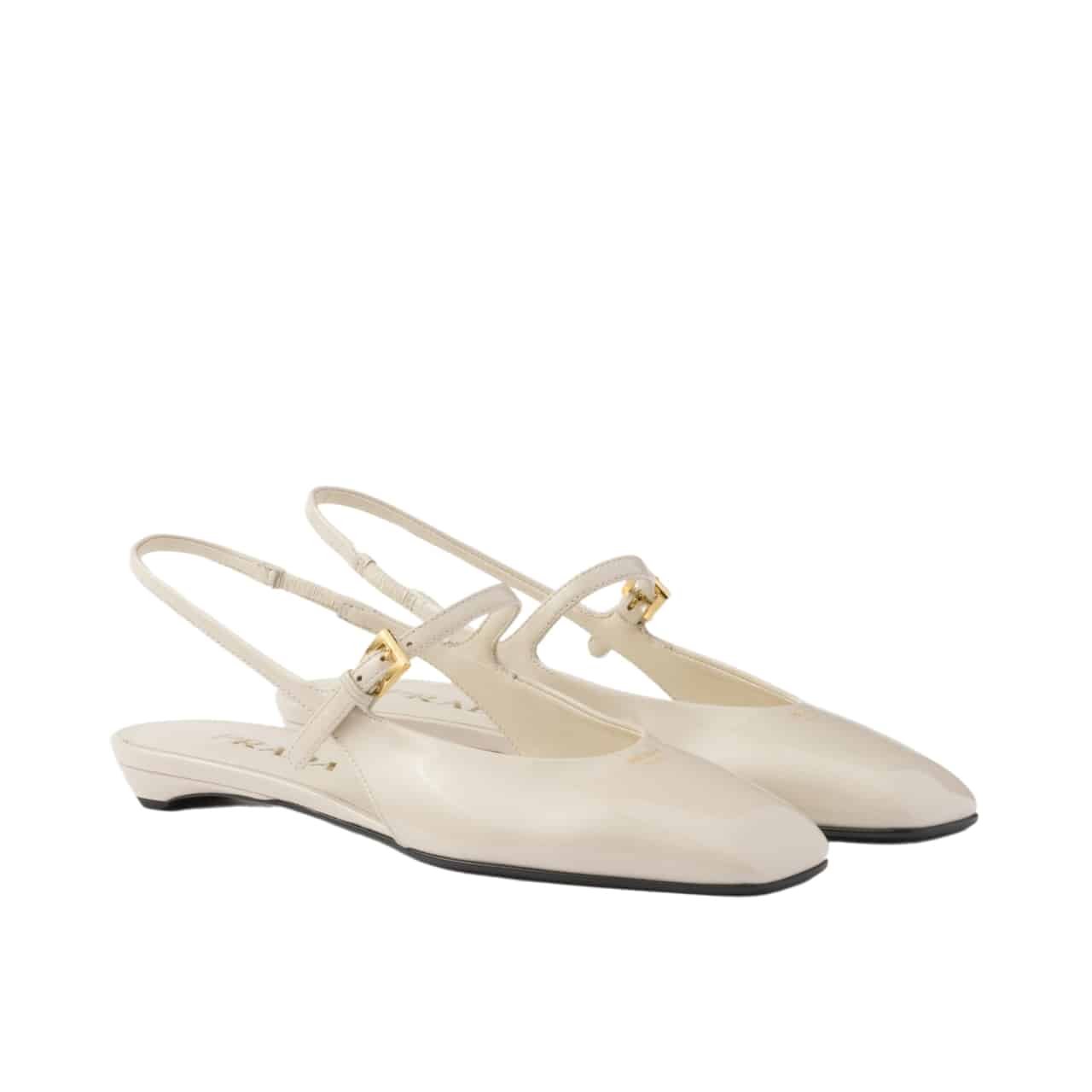 Pra*a Patent Leather Slingback Ballerinas Ivory 1F828N 069 F0304 F 015