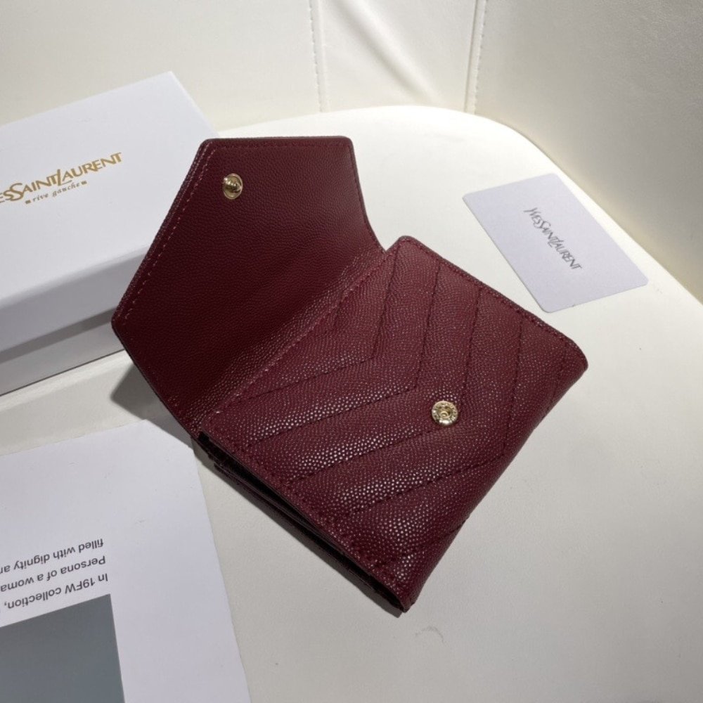 Sa1nt Lau*nt Cassandre Matelassé Small Envelope Wallet In Grain De Poudre Leather 11Cm