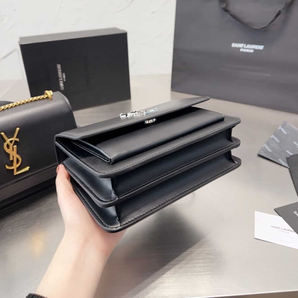 Sa1nt Lau*nt Sunset Medium In Smooth Leather Black 20Cm 442906D420N1000