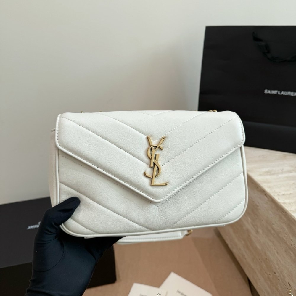 Sa1nt Lau*nt LouLou Medium In Metalasse White 29Cm 801439AAEAX9207