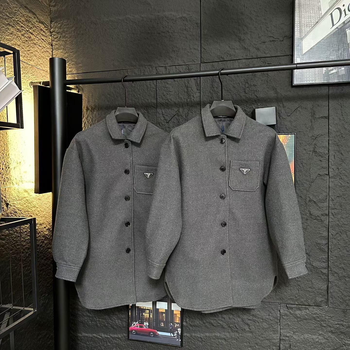 Pra*a Single Breasted Cashgora Coat Gray
