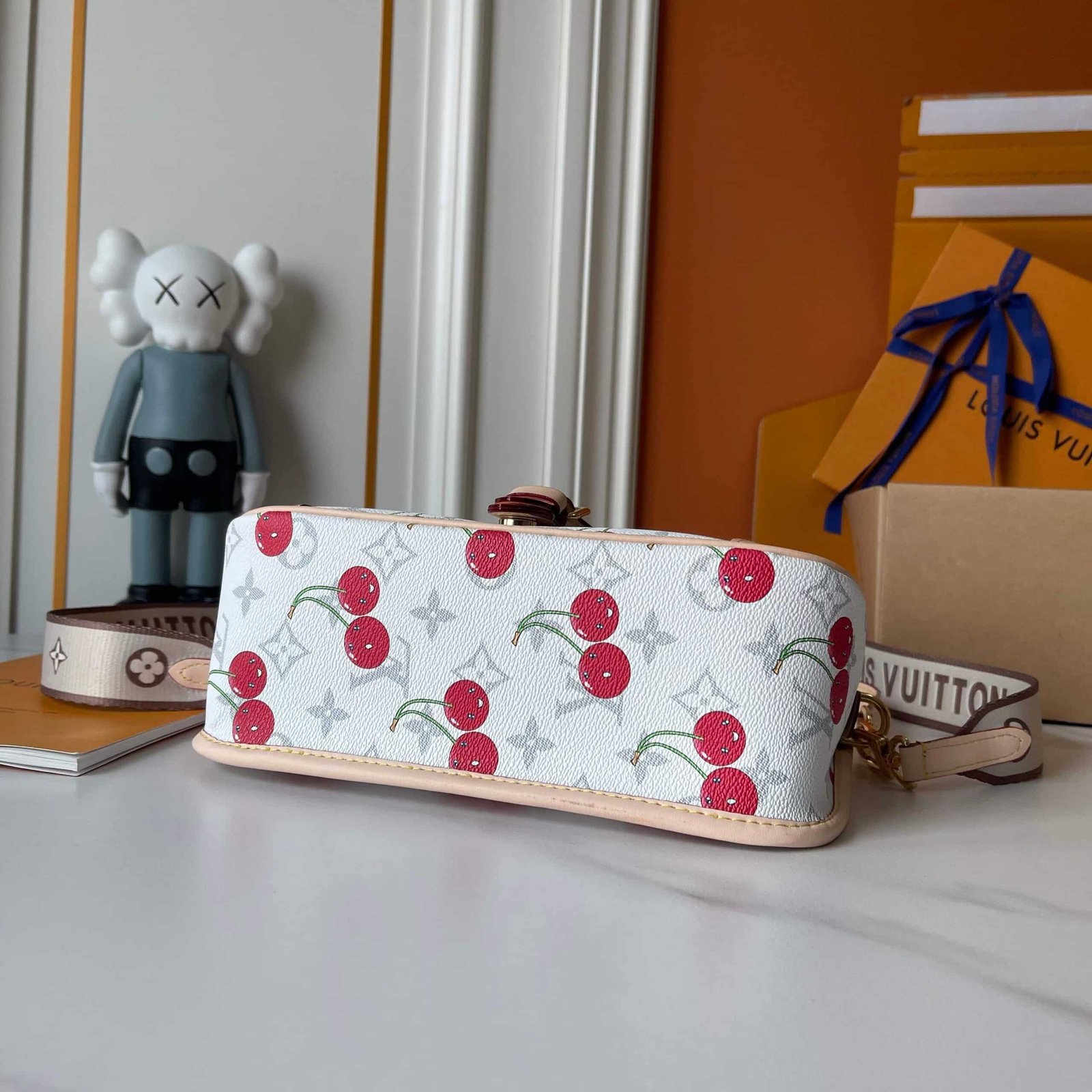 L0vis Vvtt0n X Takashi Murakami Diane Bag Monogram Cherry White 25Cm