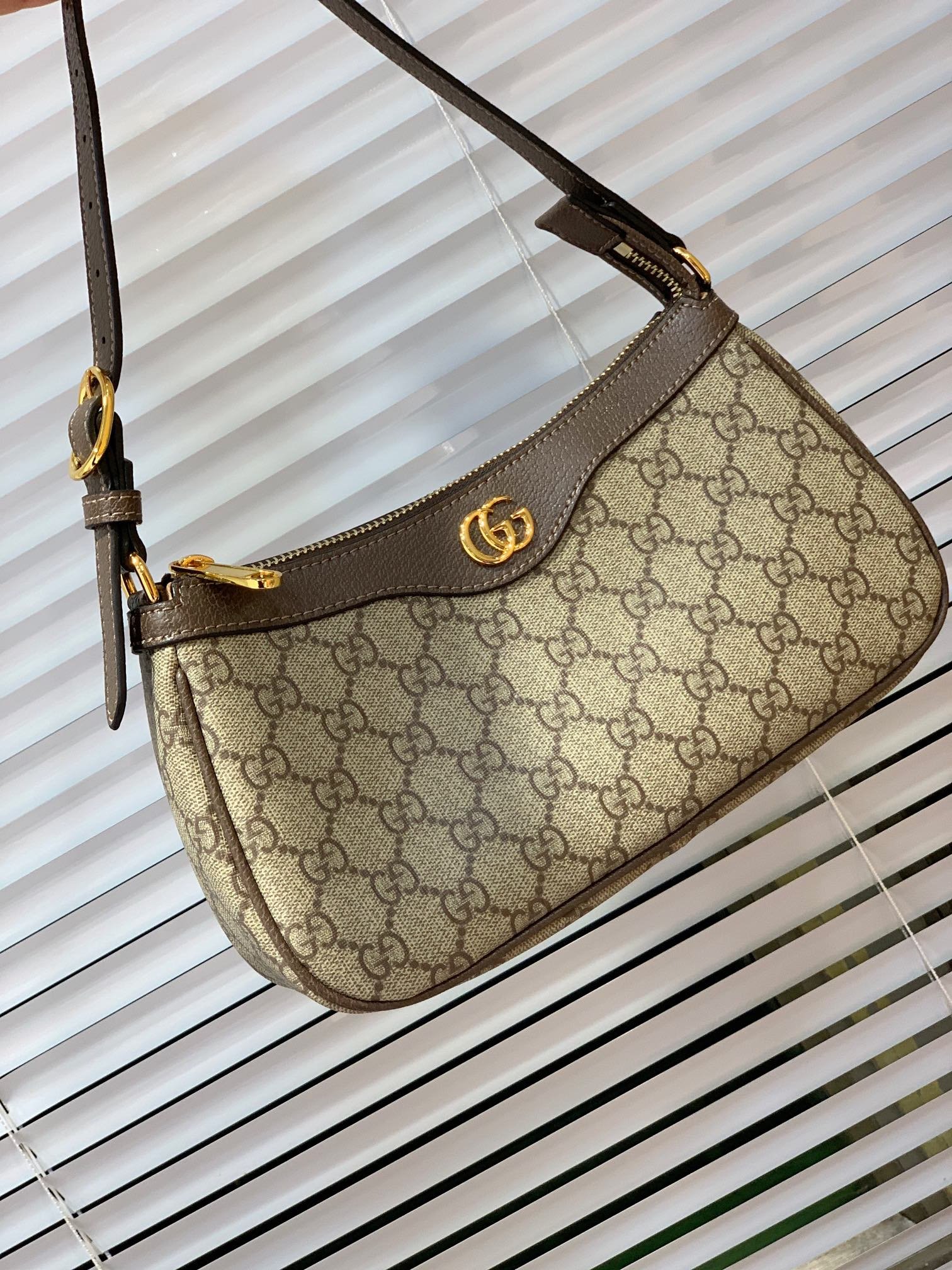 Gvc*1 Ophidia Small Shoulder Bag Beige And Dark Brown 25Cm 735145 Kaaad 8358