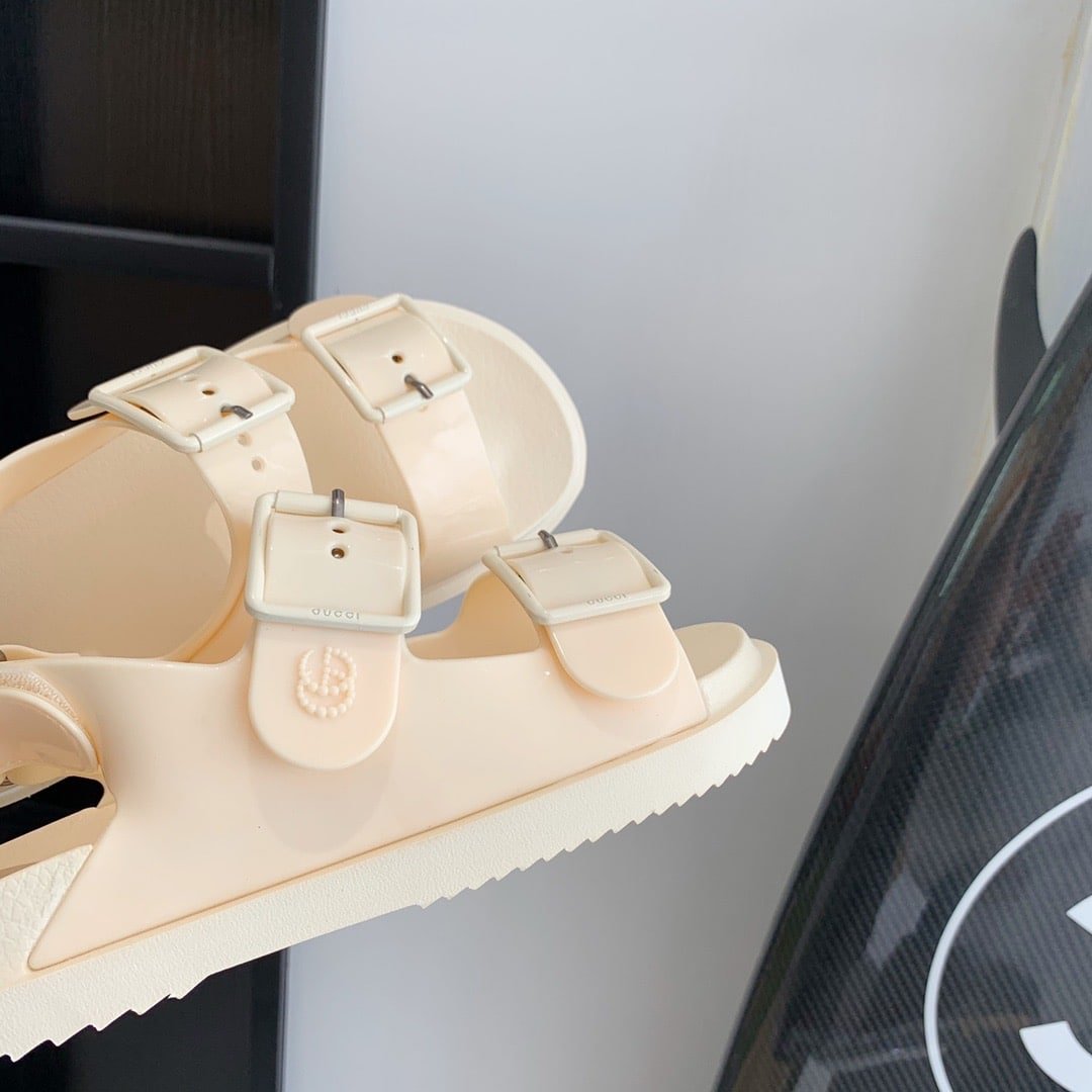 Gvc*1 Women’S Mini Double G Sandal Rubber Off White 660243 J8700 9050