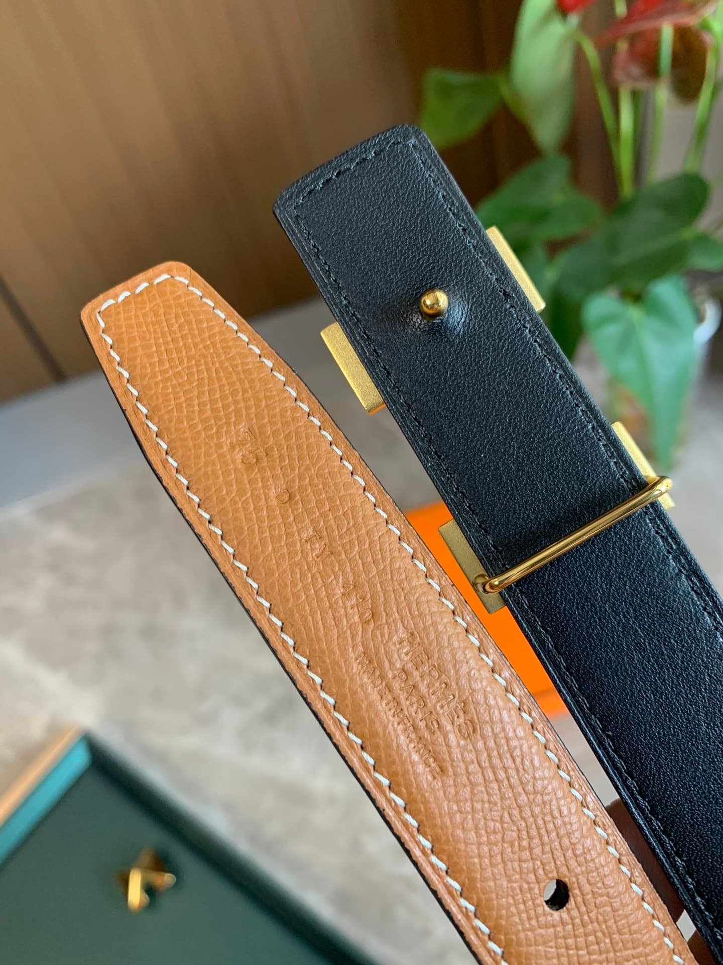 H**me5 Mini H Belt Bucket And Reversible Leather Strap Black Brown 24Mm H079645Cc06
