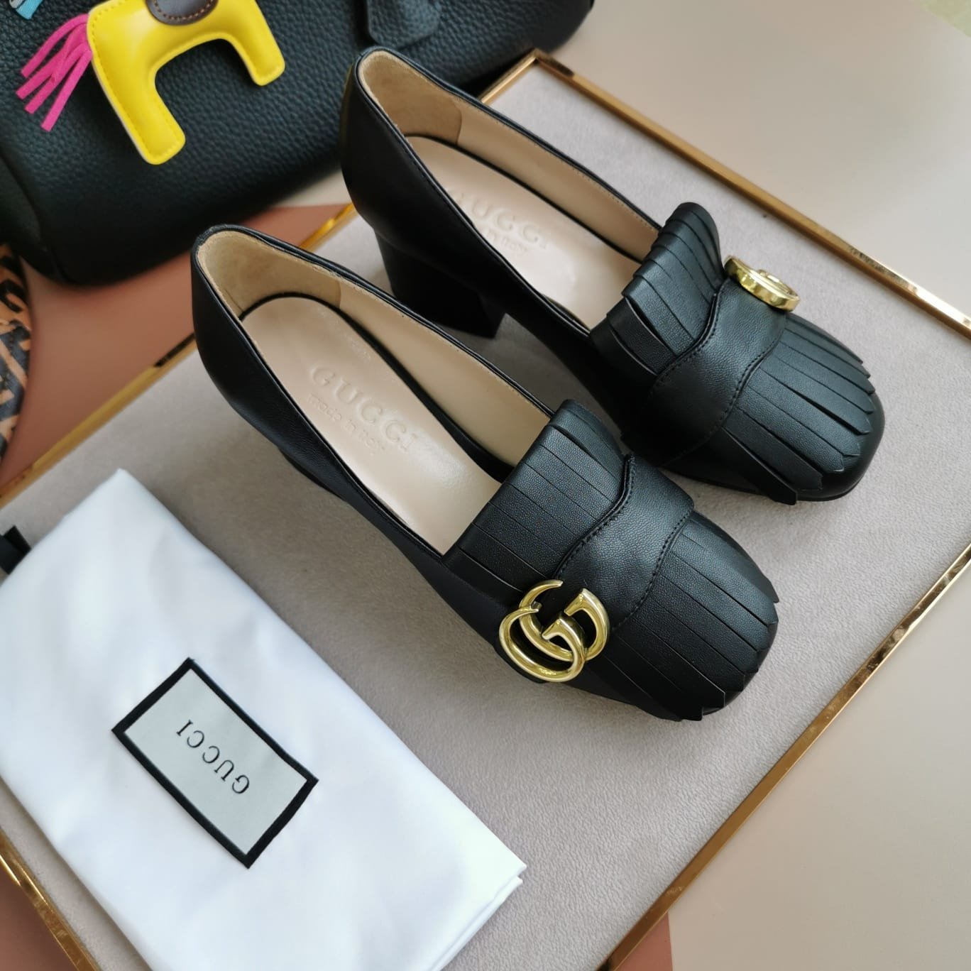 Gvc*1 Mid Heel Pump Leather Black 408208 C9D00 1000