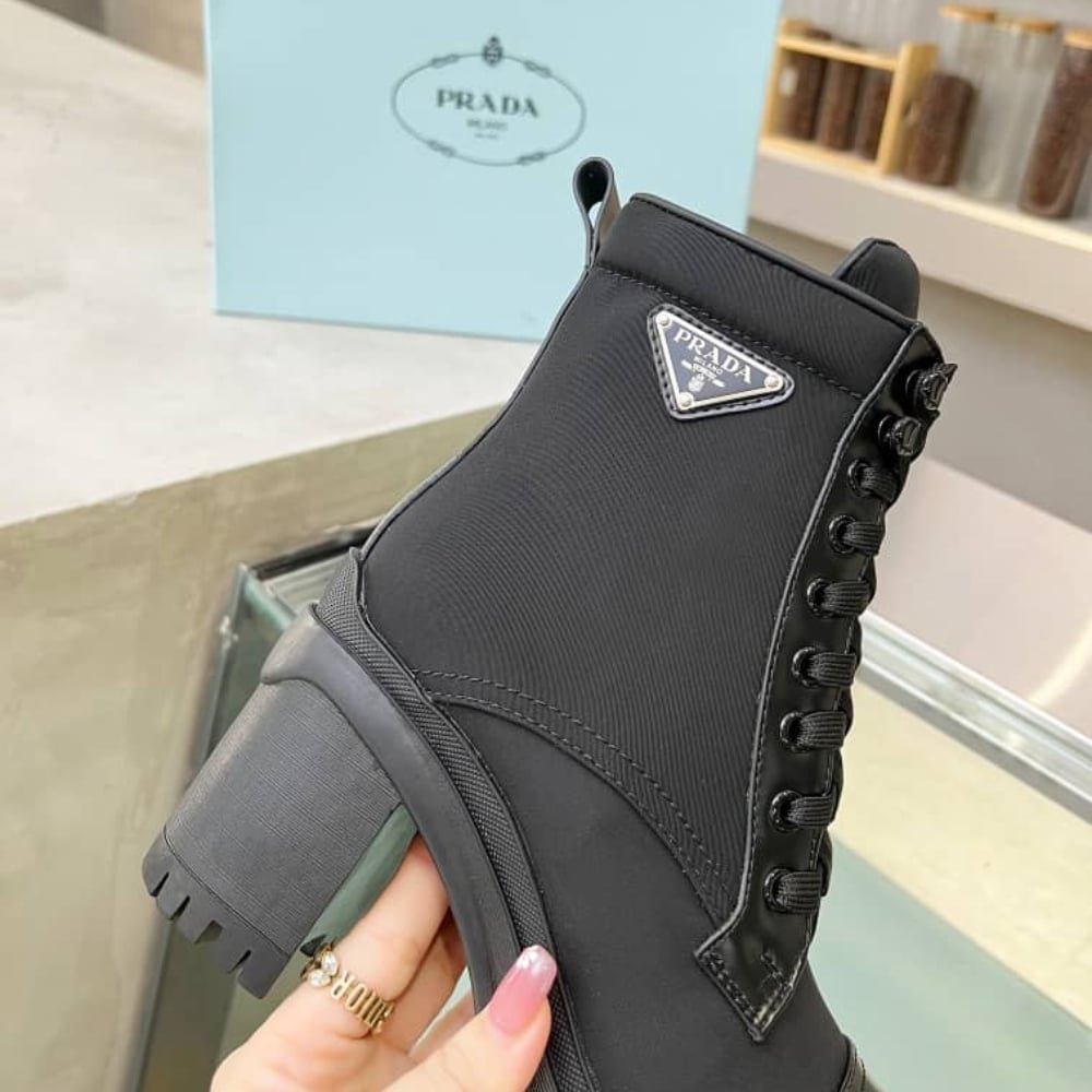 Pra*a Re Nylon And Leather Booties Black 1T239N 3Lfu F0002 F 085