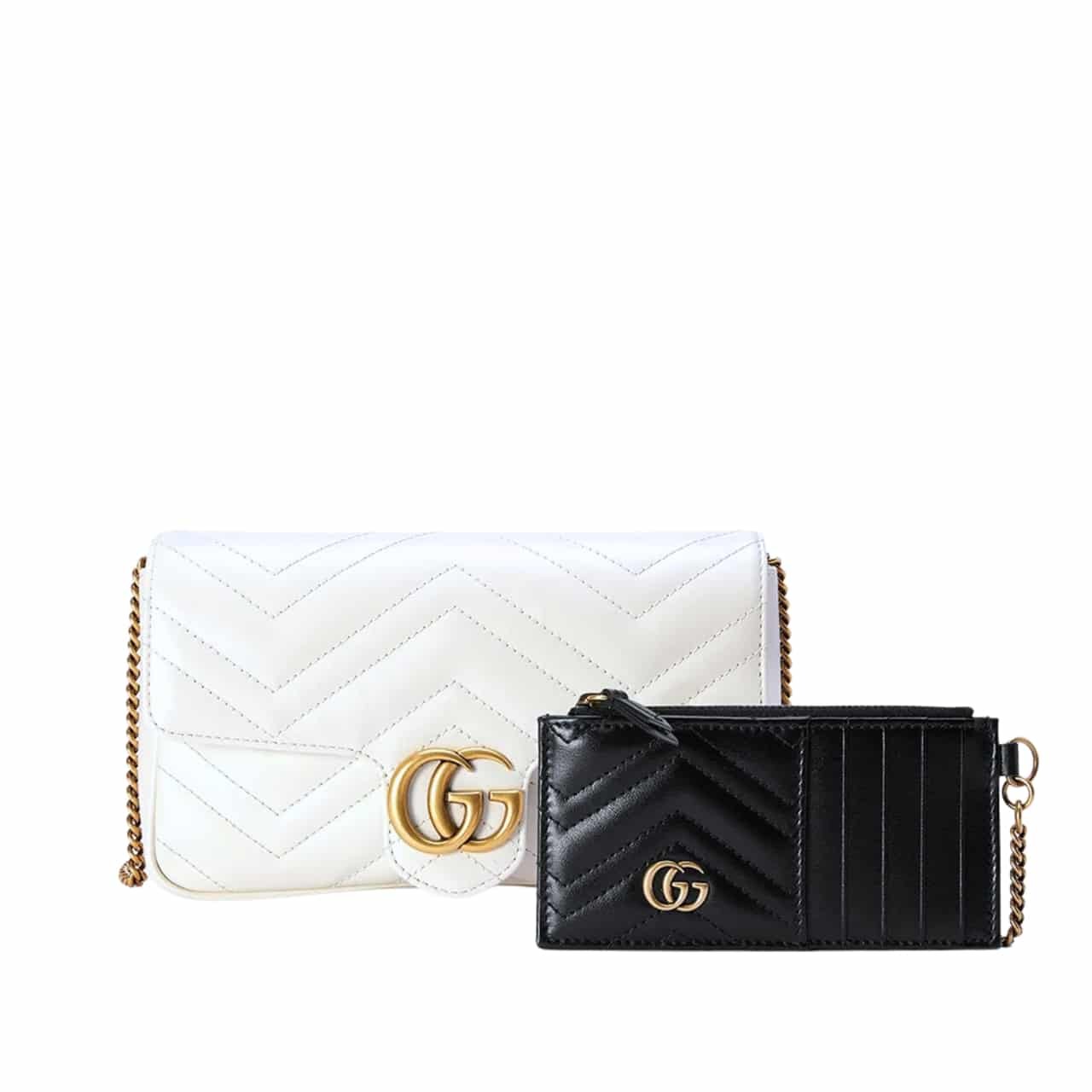 Gvc*1 Gg Marmont Mini Bag With Cardholder White 21Cm ‎751526 Aacce 9053