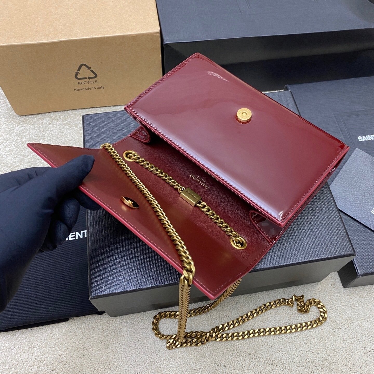 [S*per Vip 1:1] Sa1nt Lau*nt Kate Shoulder Bag Burgundy 20Cm 469390B870W6259