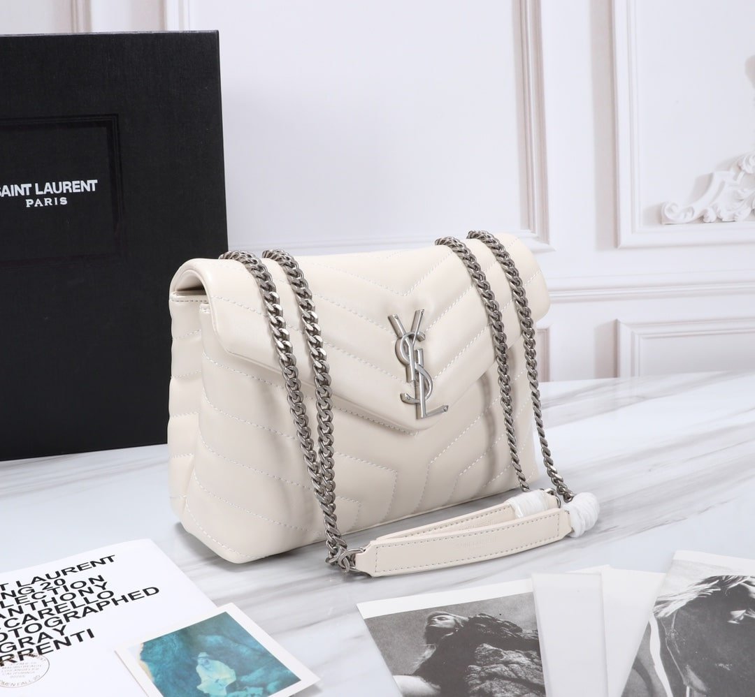 Sa1nt Lau*nt Loulou Small Chain Bag In Matelassé Y Leather White Silver 23Cm 494699Dv7269207