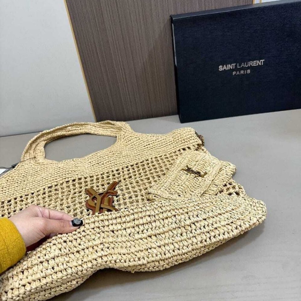Sa1nt Lau*nt Raffia Icare Tote Bag Naturel And Brown Gold 45Cm 772191Gaaek2063