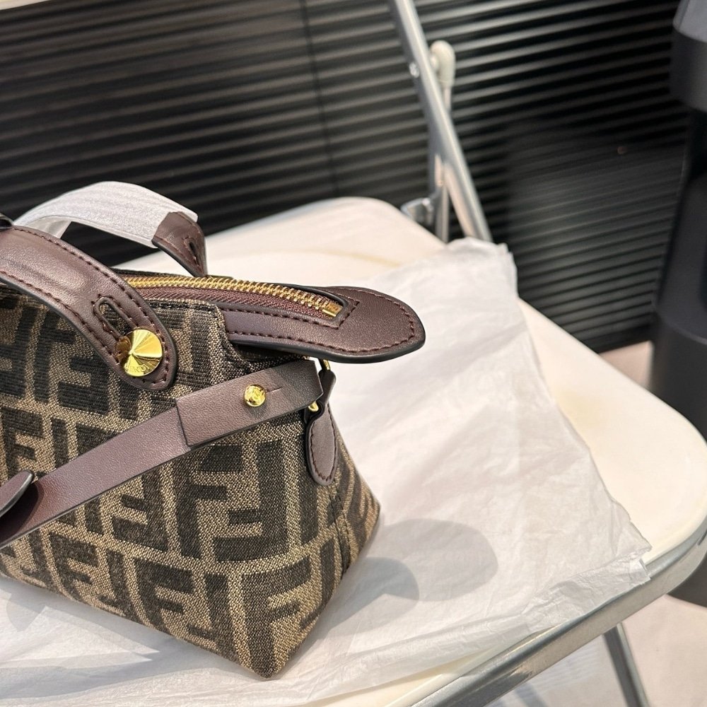 F**di By The Way Soft Medium Brown Ff Jacquard Fabric Bag 27Cm 8Bl155Afpmf1Gl7