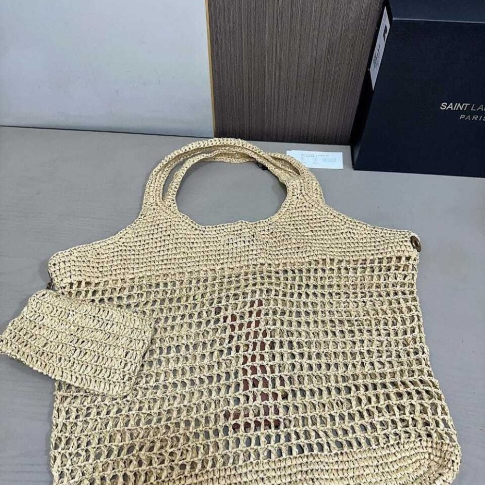 Sa1nt Lau*nt Raffia Icare Tote Bag Naturel And Brown Gold 45Cm 772191Gaaek2063