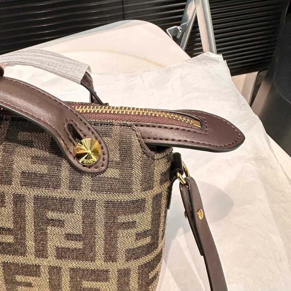 F**di By The Way Soft Medium Brown Ff Jacquard Fabric Bag 27Cm 8Bl155Afpmf1Gl7