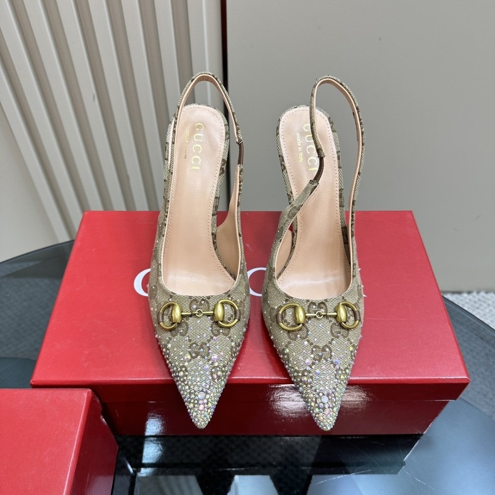 Gvc*1 Women’s Horsebit Pump Gg Canvas Beige And Dark Brown 812176 Fad21 2549