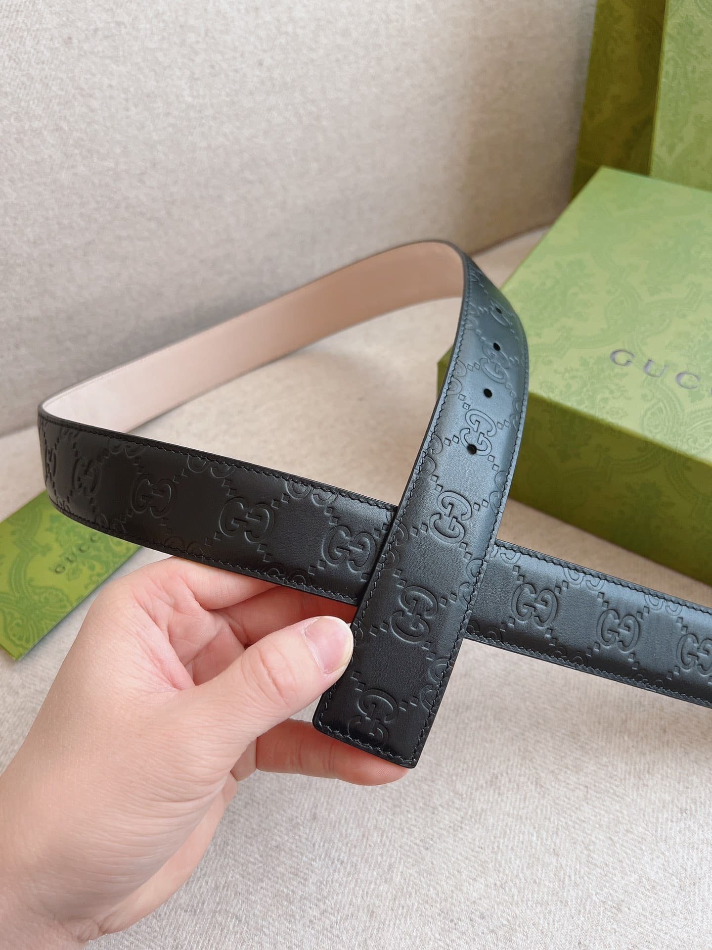 Gvc*1 Black Signature Leather Belt 3.5Cm