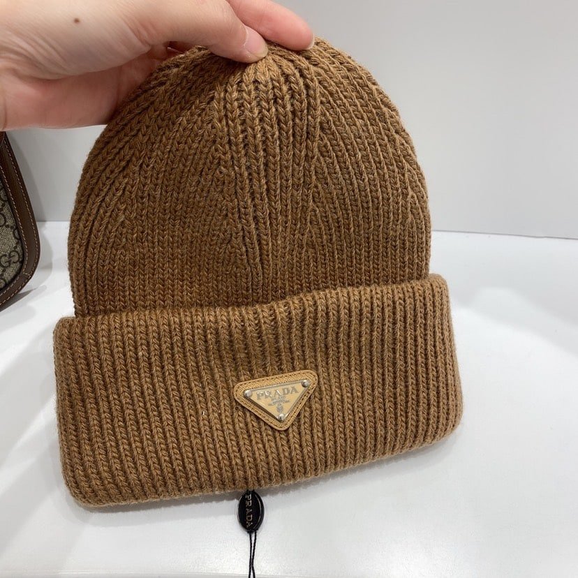 Pra*a Wool And Cashmere Beanie Sliver Brown Umd489 3Im F0040 S 211