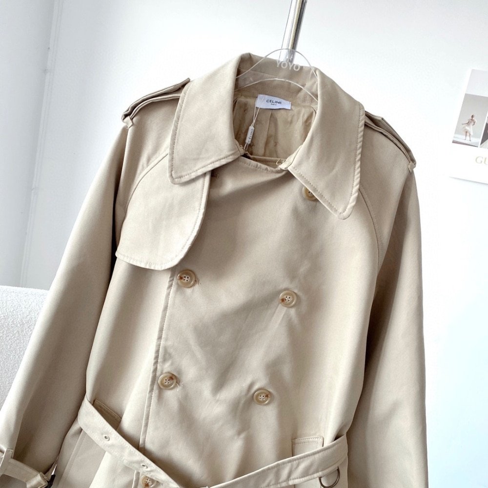 Ce1i*e Wiltern Trench Coat In Cotton Gabardine Beige 2M96A777S 01Tc