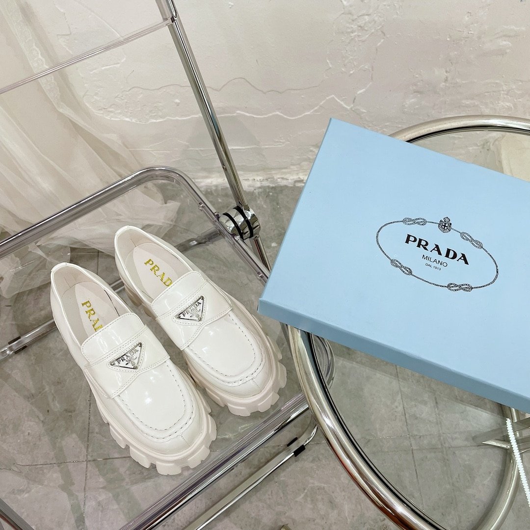 Pra*a Monolith Brushed Leather Loafers White 2De129 B4L F0009