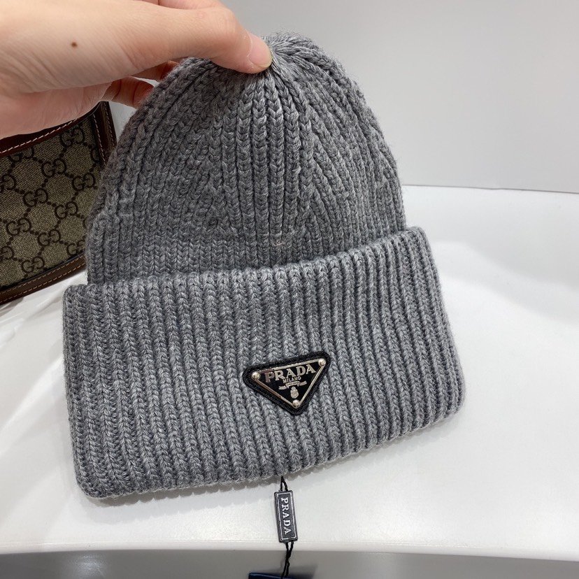 Pra*a Wool And Cashmere Beanie Silver Grey Umd489 3Im F0480 S 211