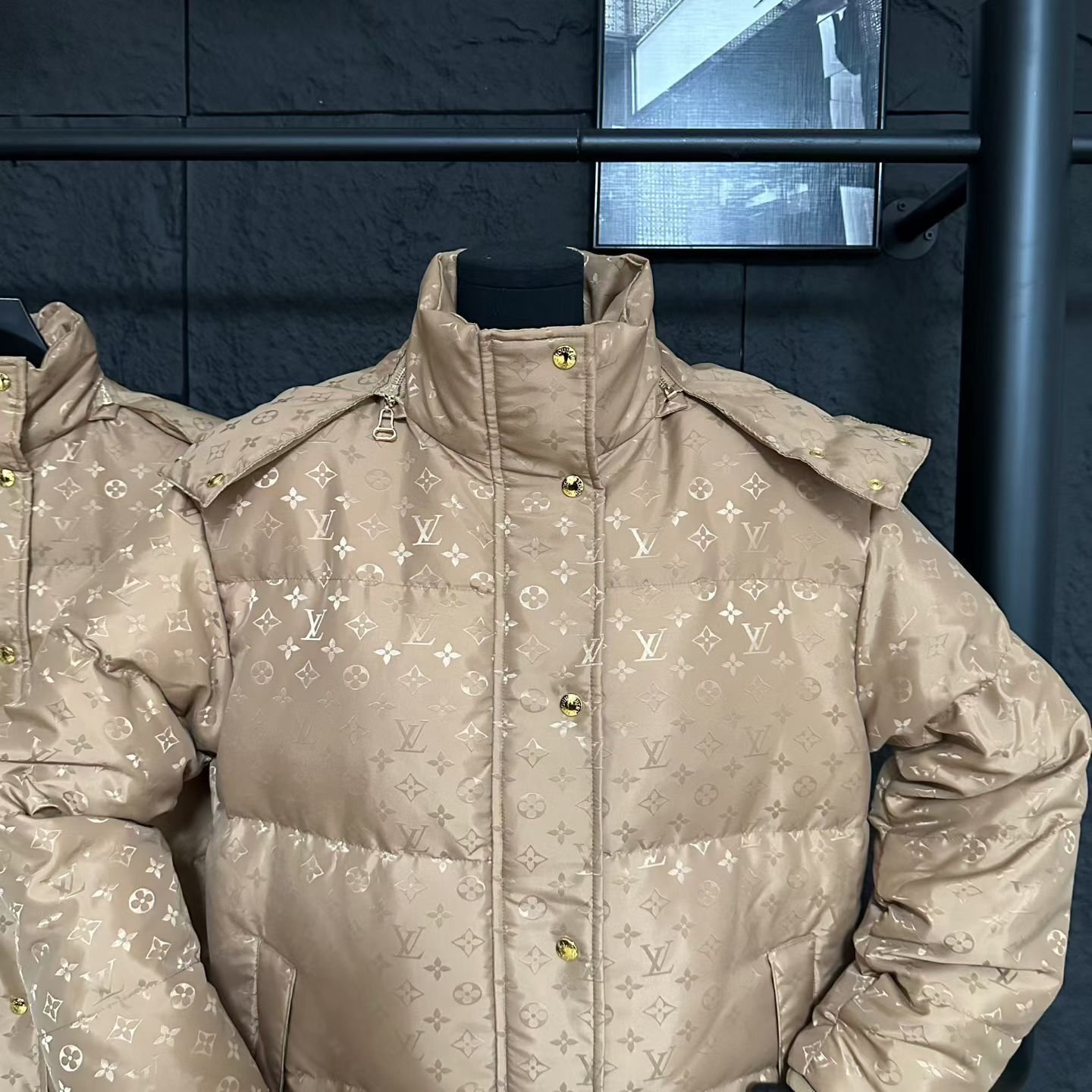 L0vis Vvtt0n Monogram Puffer Jacket Beige 1Aiozf