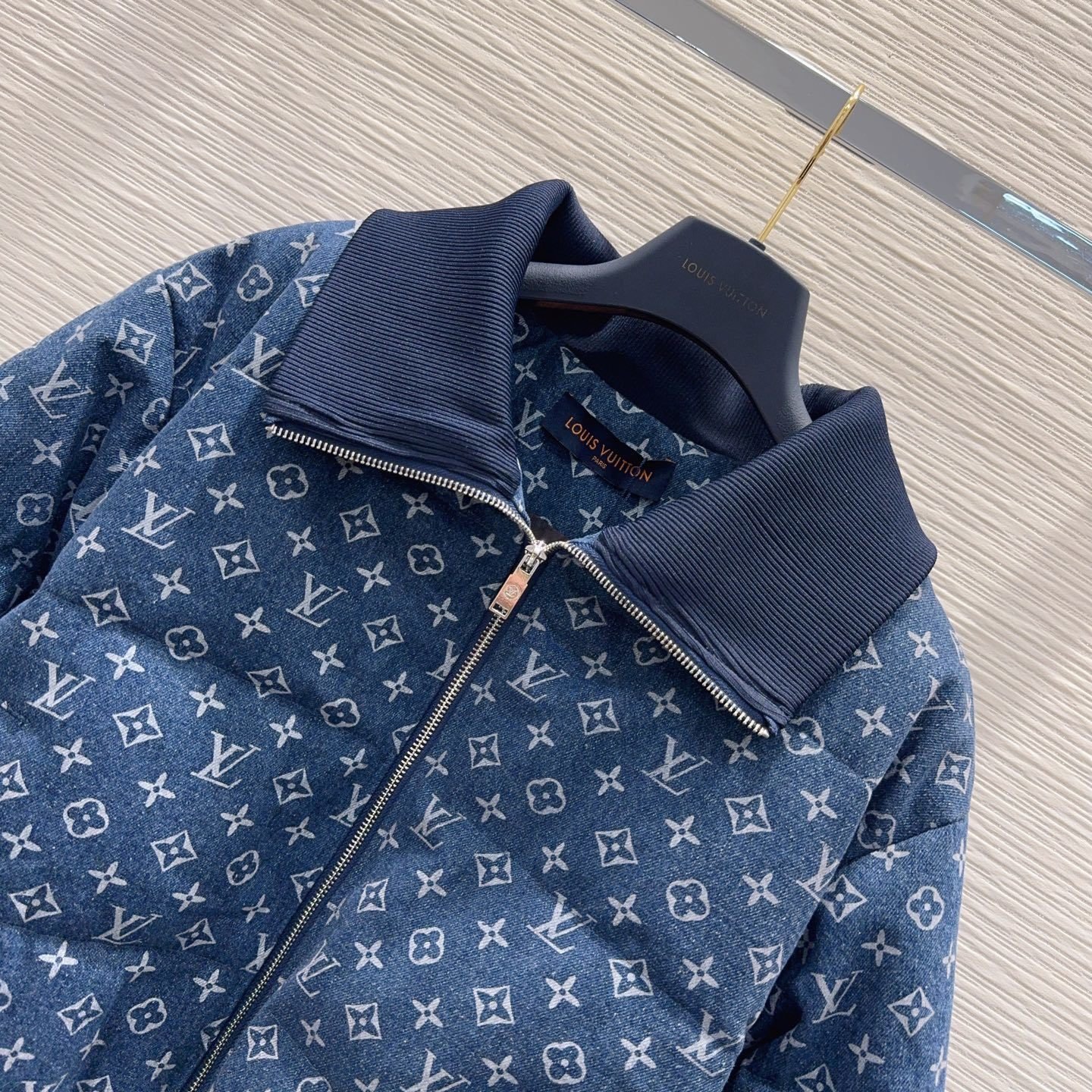 L0vis Vvtt0n Monogram Blue Denim Bomber Jacket