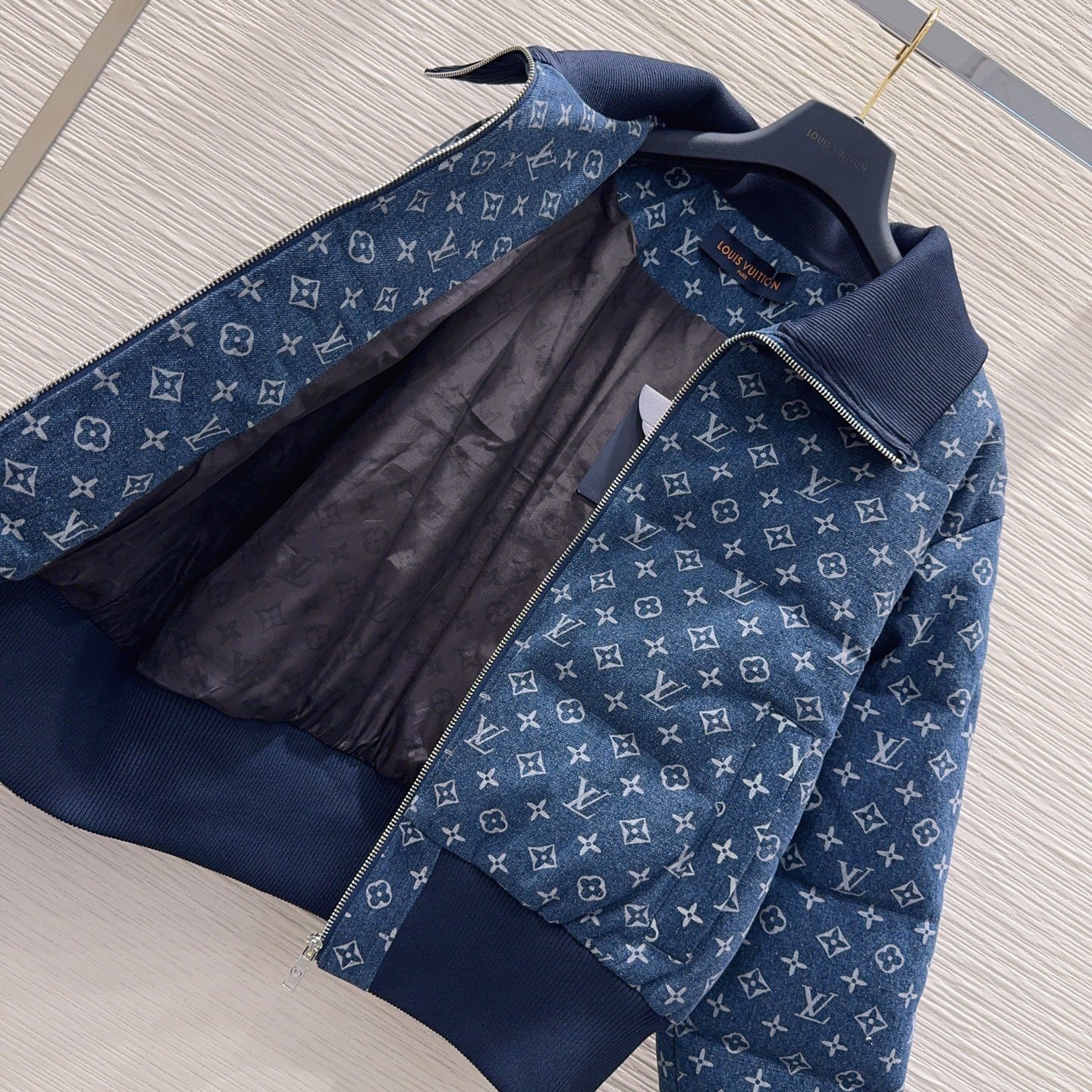 L0vis Vvtt0n Monogram Blue Denim Bomber Jacket