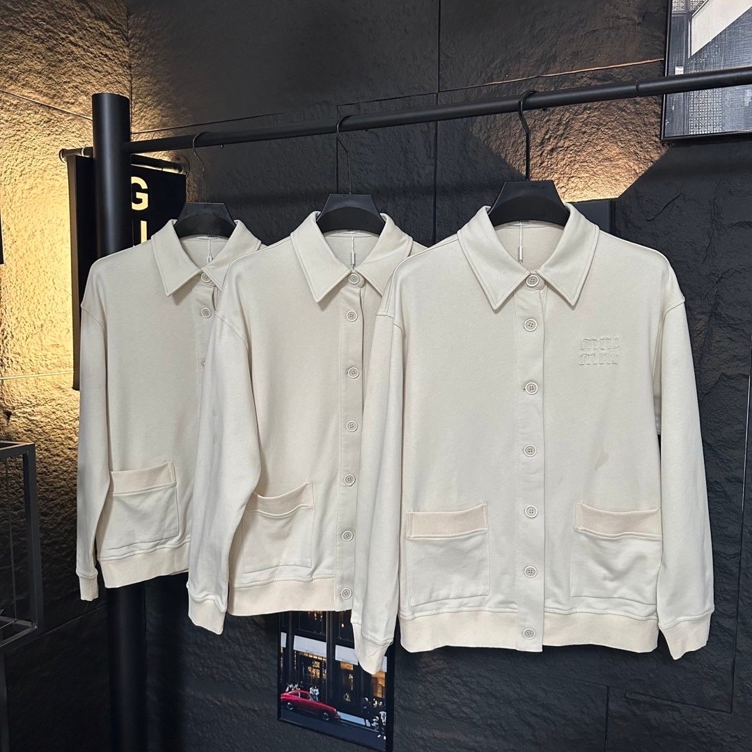 Miu Miu Garment Dyed Cotton Fleece Blouson Jacket Cream Mjl009 14Ru F0K74 S Ooo
