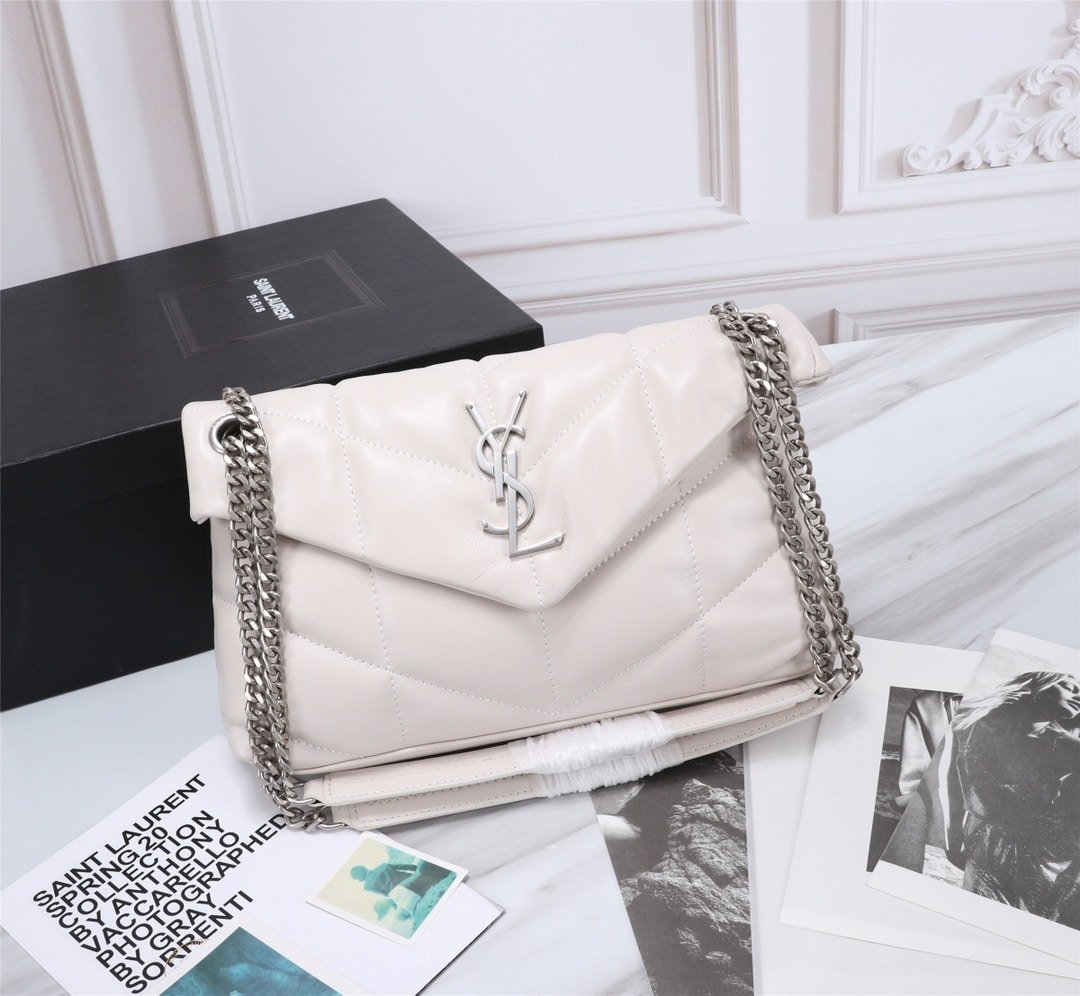 Sa1nt Lau*nt Loulou Small Chain Bag In Matelassé Y White Silver 29Cm 494699Dv7269207