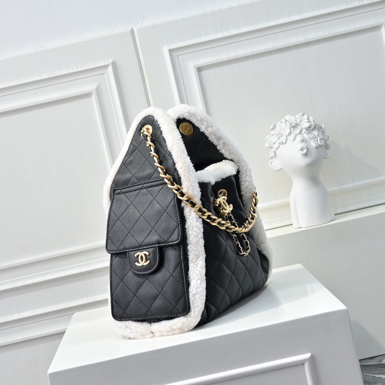 [S*per Vip 1:1] Ch**el 25 Small Handbag Gold Tone Metal Black And White 26Cm As5293 B22309 U4139