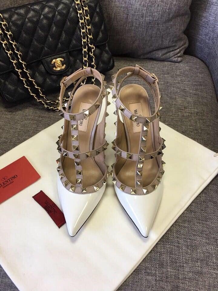 Va1e*ntin0 Patent Rockstud Caged Pump 100Mm Light Ivory Zw2S0393Vnwl62
