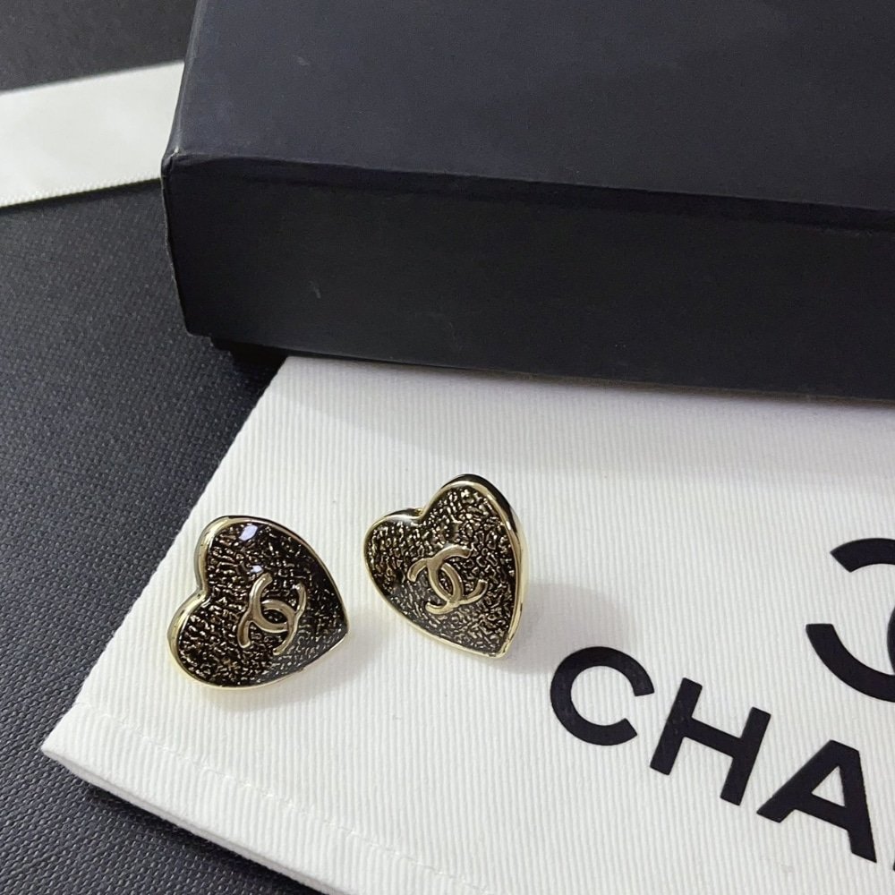 Ch**el Stud Earrings Gold And Black