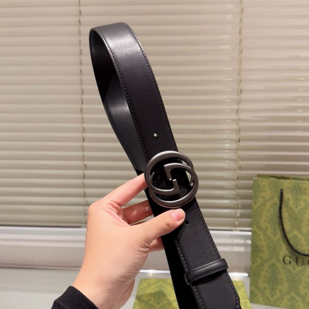 Gvc*1 Belt With Interlocking G Buckle Black Leather 774153 0Ya0V 1000