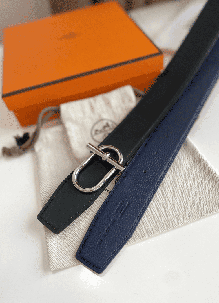 H**me5 Reversible Leather Belt Navy 38Mm