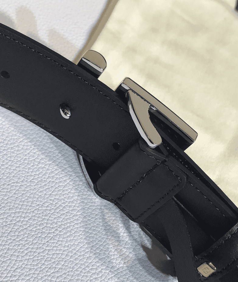 F**di Black Leather Belt With Ff Silver Buckle 40Mm