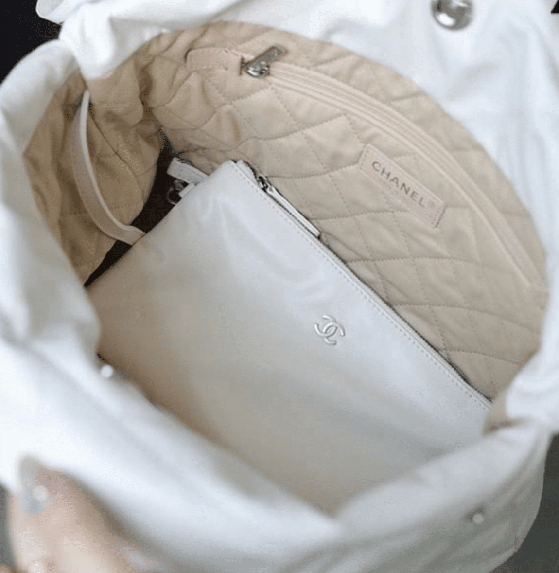 Ch**el 22 Handbag White 42Cm As3261 With Silver