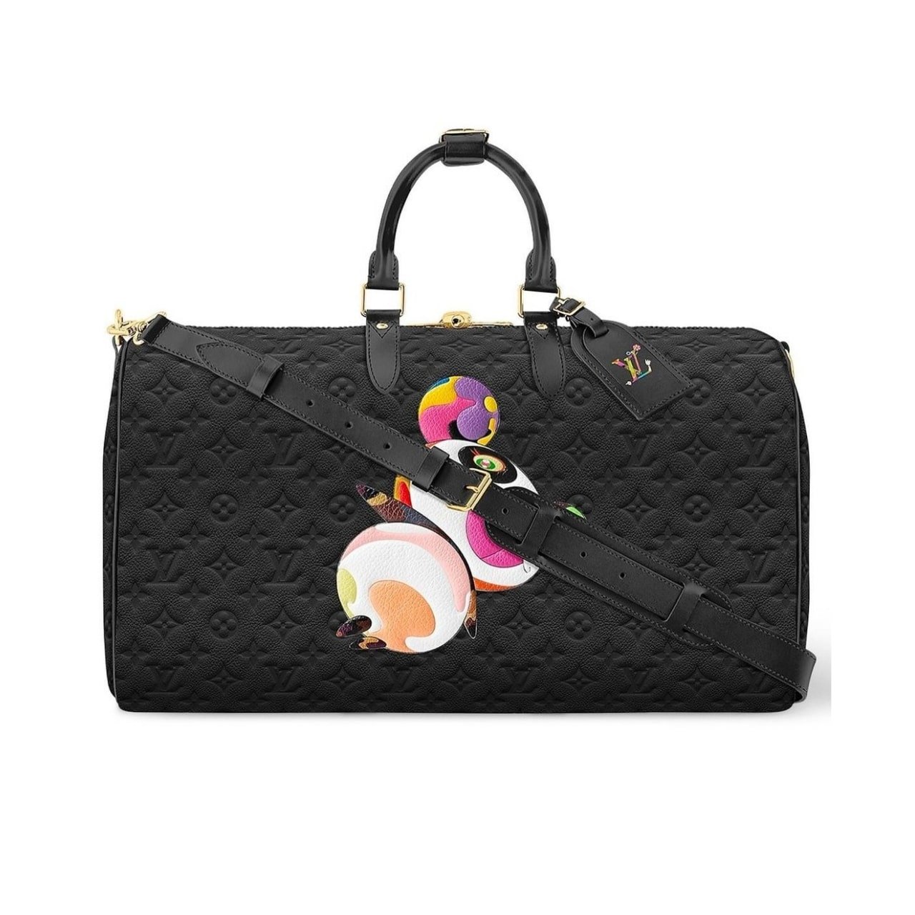 L0vis Vvtt0n X Takashi Murakami Keepall Black 50Cm