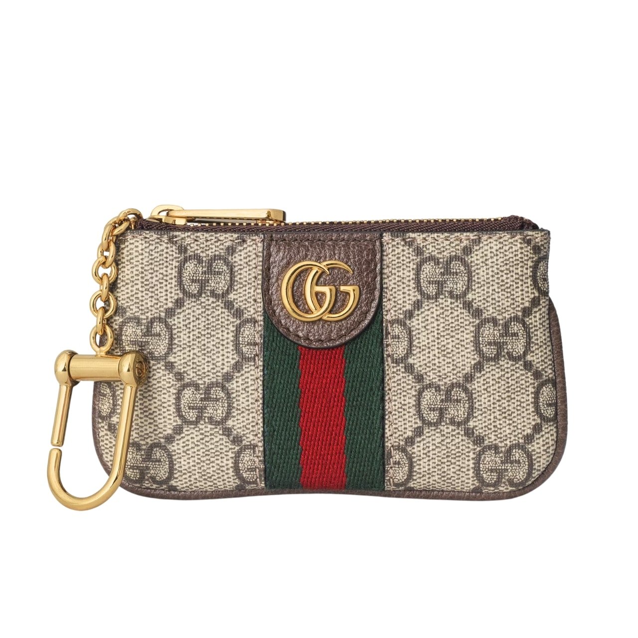 Gvc*1 Gg Svp*me Canvas With Web Stripe Detail Wallet Ophidia Key Case Beige And Ebony 12.5Cm