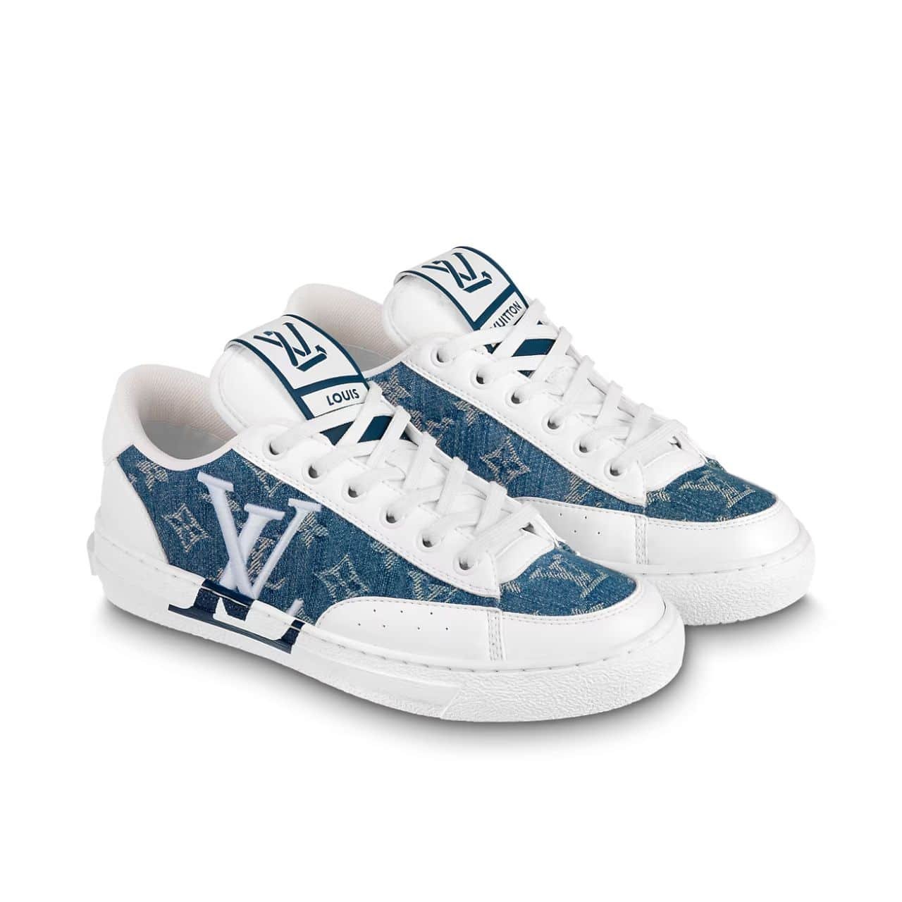L0vis Vvtt0n Charlie Trainers Monogram Denim White Blue 1Aaw2G